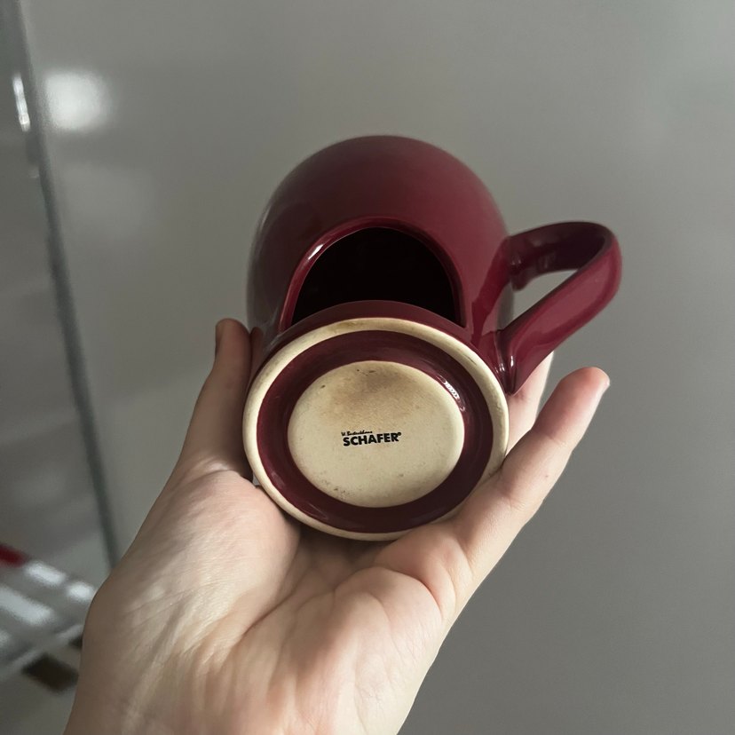 Bordo Seramik Kulplu Kupa - Görsel 2