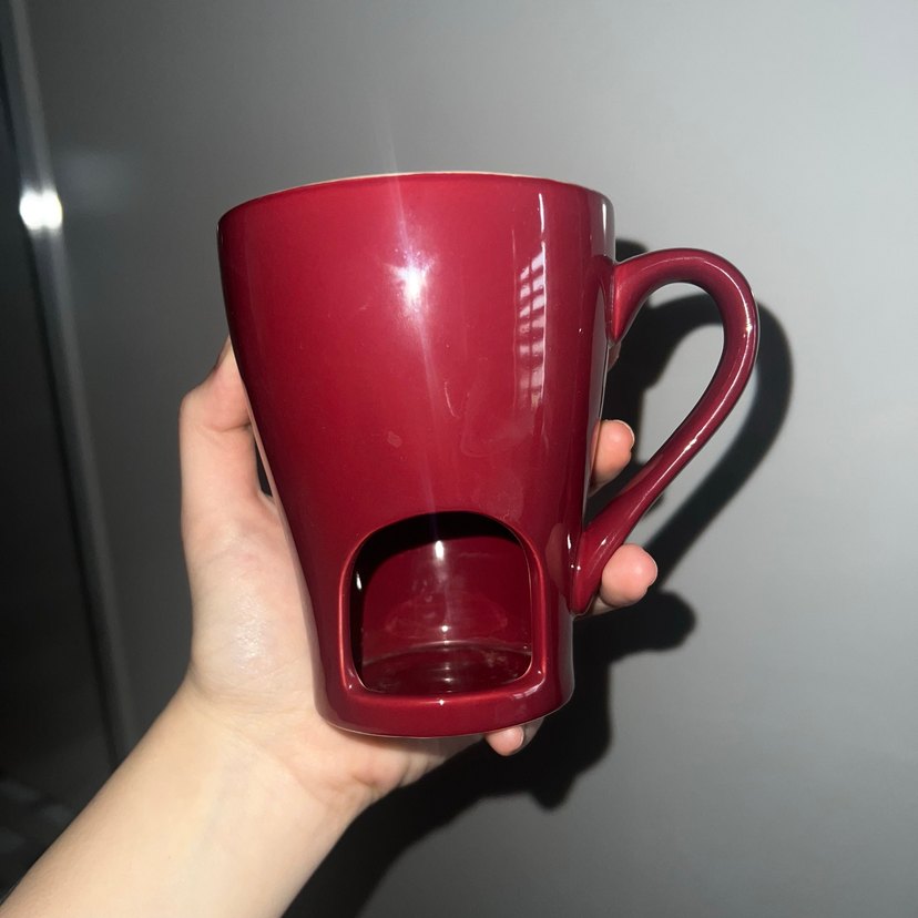 Bordo Seramik Kulplu Kupa - Görsel 5