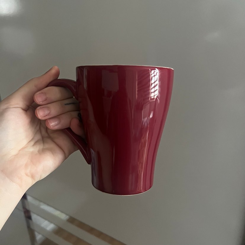 Bordo Seramik Kulplu Kupa - Görsel 4