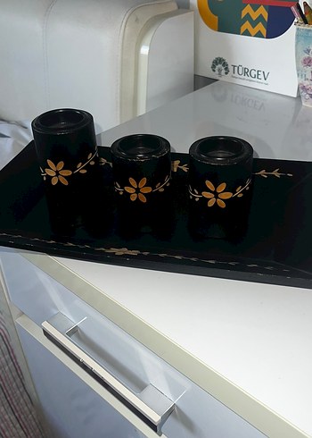 Siyah Desenli 3'lü Mumluk Seti - Görsel 2