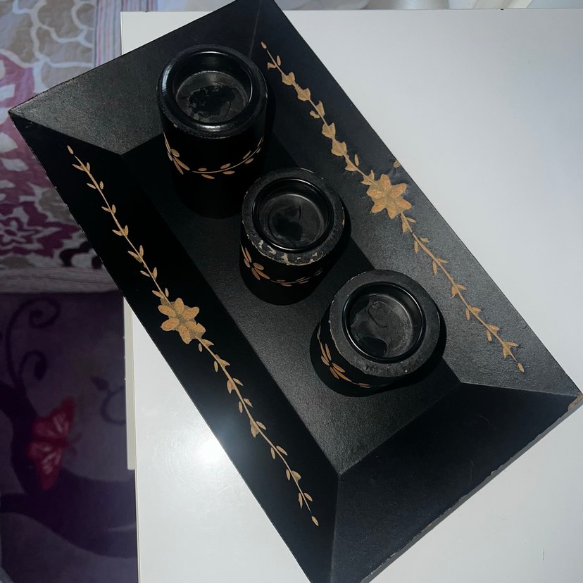 Siyah Desenli 3'lü Mumluk Seti - Görsel 3