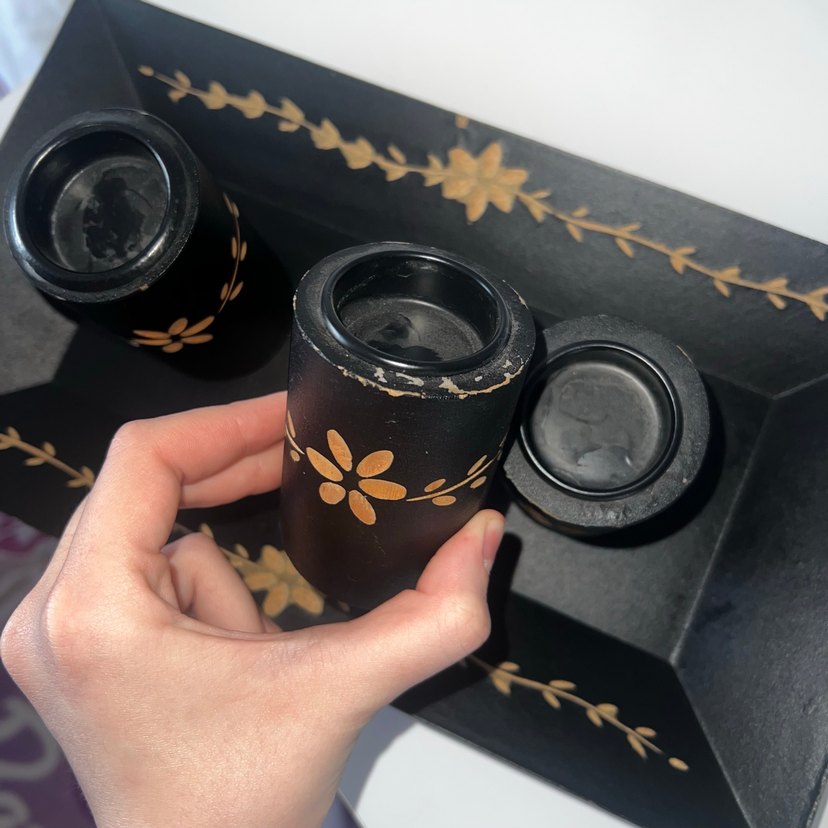 Siyah Desenli 3'lü Mumluk Seti - Görsel 4