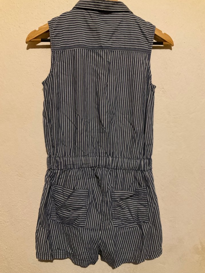 Çizgili Kolsuz Kadın Tulum - Görsel 2