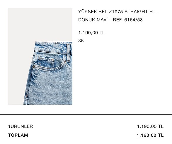 36 Beden mavi Renk Zara Straight Fit Jean