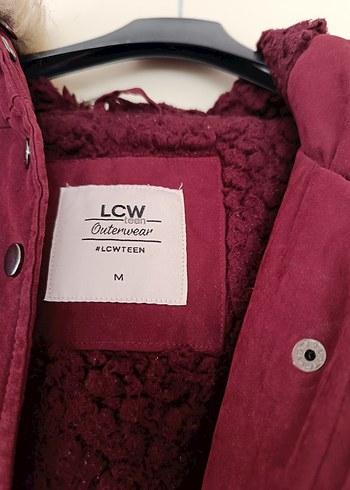 LC Waikiki Bordo Kürk Detaylı Midi Kadın Mont