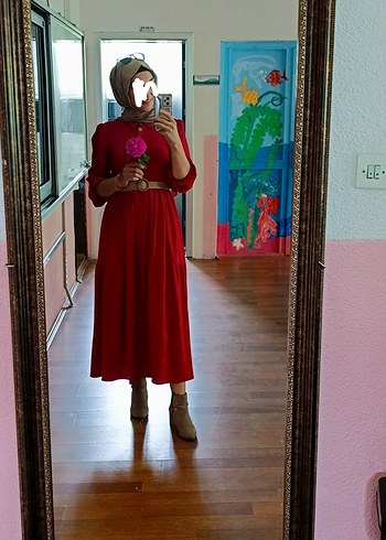 Pembe Uzun Bohem Elbise