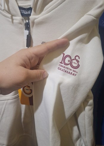 GS orjinal Beyaz Fermuarlı çocuk Sweatshirt - Görsel 3