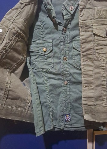 Düğmeli, Kısa Kollu Kamuflaj Denim Yelek - Görsel 2