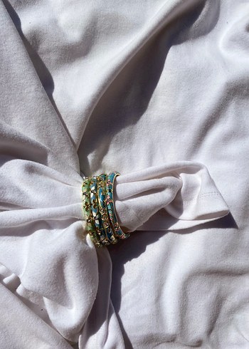 Bohem Yılan Desenli Turkuaz Bilezik Seti - Görsel 2