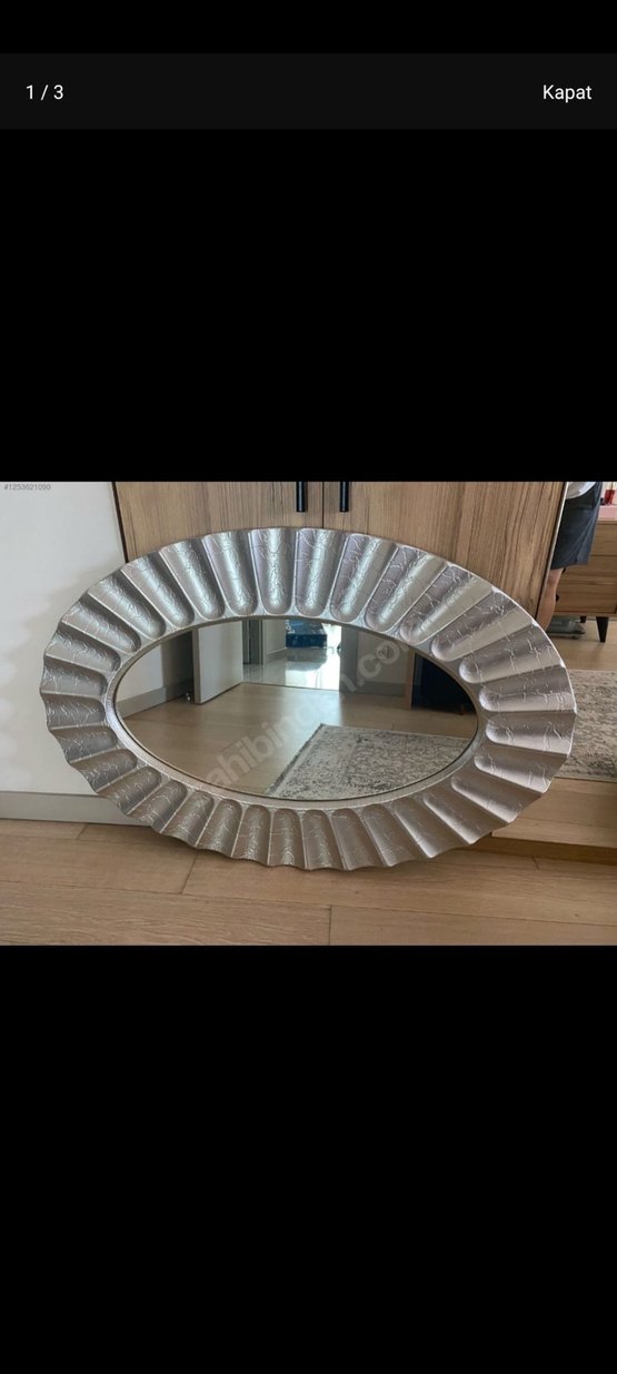 Gri Beyaz Oval Duvar Aynası 80*120 - Görsel 3