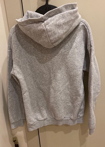 Gri Kapüşonlu Rahat Sweatshirt - Görsel 3