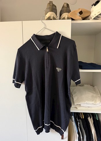 Prada Lacivert Polo Tisort