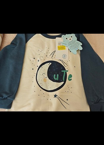 Erkek Çocuk Mavi Pamuklu Sweatshirt - Görsel 2