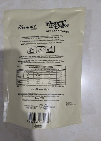 Hommi Vita Guarana Kahvesi 30 Adet - Görsel 3