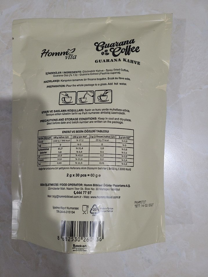 Hommi Vita Guarana Kahvesi 30 Adet - Görsel 3