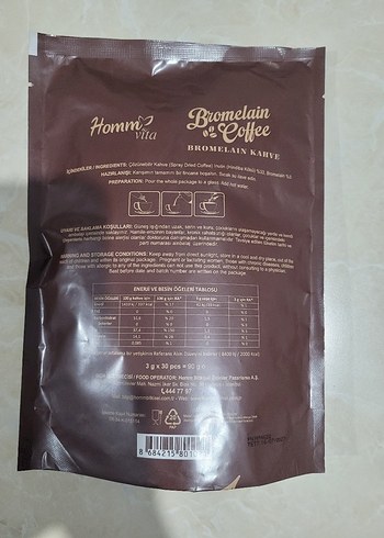 Hommo Vita Bromelain Kahve 30 Adet - Görsel 3