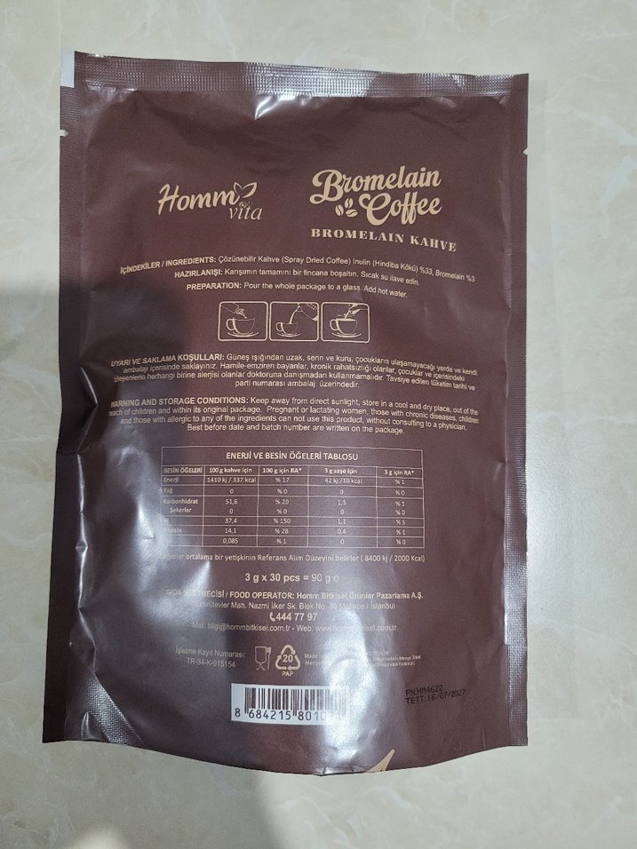 Hommo Vita Bromelain Kahve 30 Adet - Görsel 3