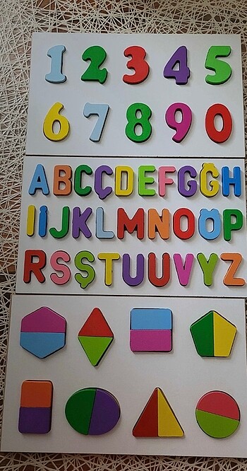Ahşap Puzzle Alfabe-Rakam-Geometri Yapboz