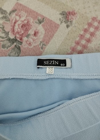 bebek mavisi Midi Drapeli Kadın Etek - Görsel 3