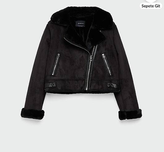 Stradivarius siyah kadın biker ceket