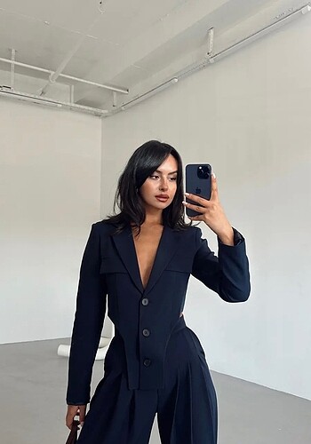 m Beden Asimetrik Kesim Blazer Ceket