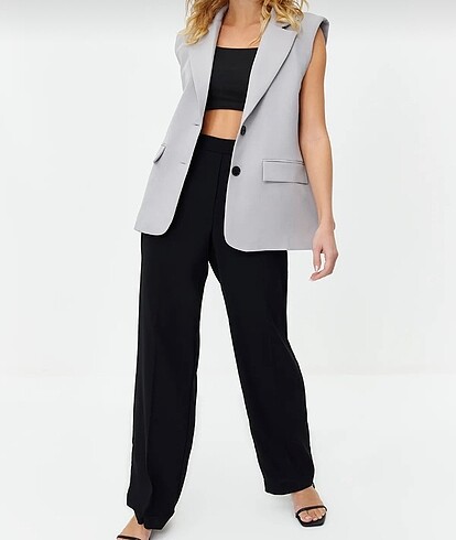 xs Beden Gri blazer yelek