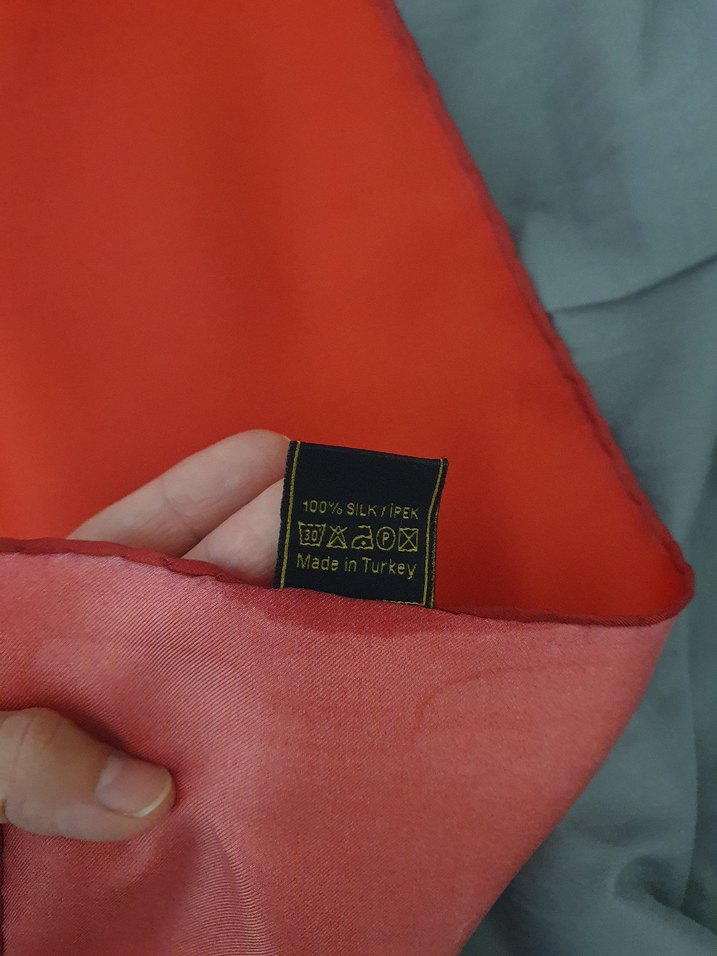 Kadın Kırmızı twil ipek eşarp - Görsel 4