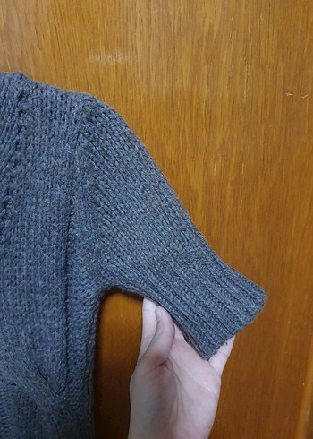 mürdüm Kısa Kollu Boğazlı Triko Elbise - Görsel 4