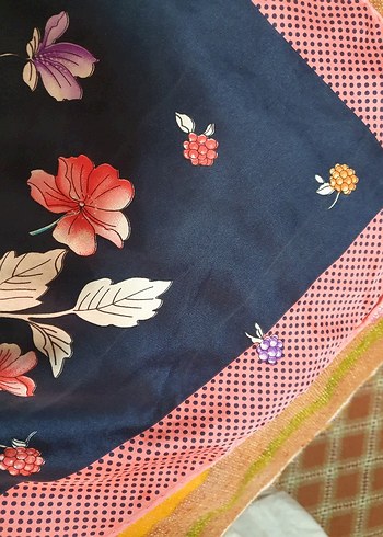 Çiçek Desenli Çok Renkli Bohem Kadın Fuları - Görsel 5