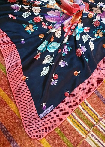 Çiçek Desenli Çok Renkli Bohem Kadın Fuları - Görsel 4