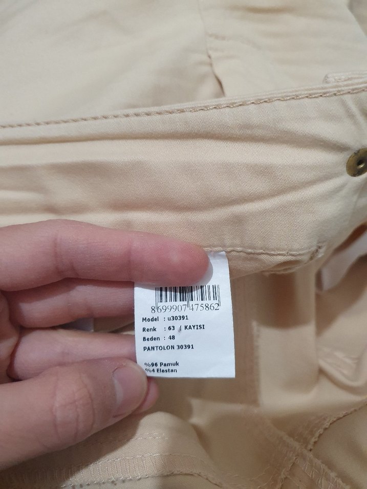 Bej Kadın Keten Kumaş Pantolon - Görsel 4