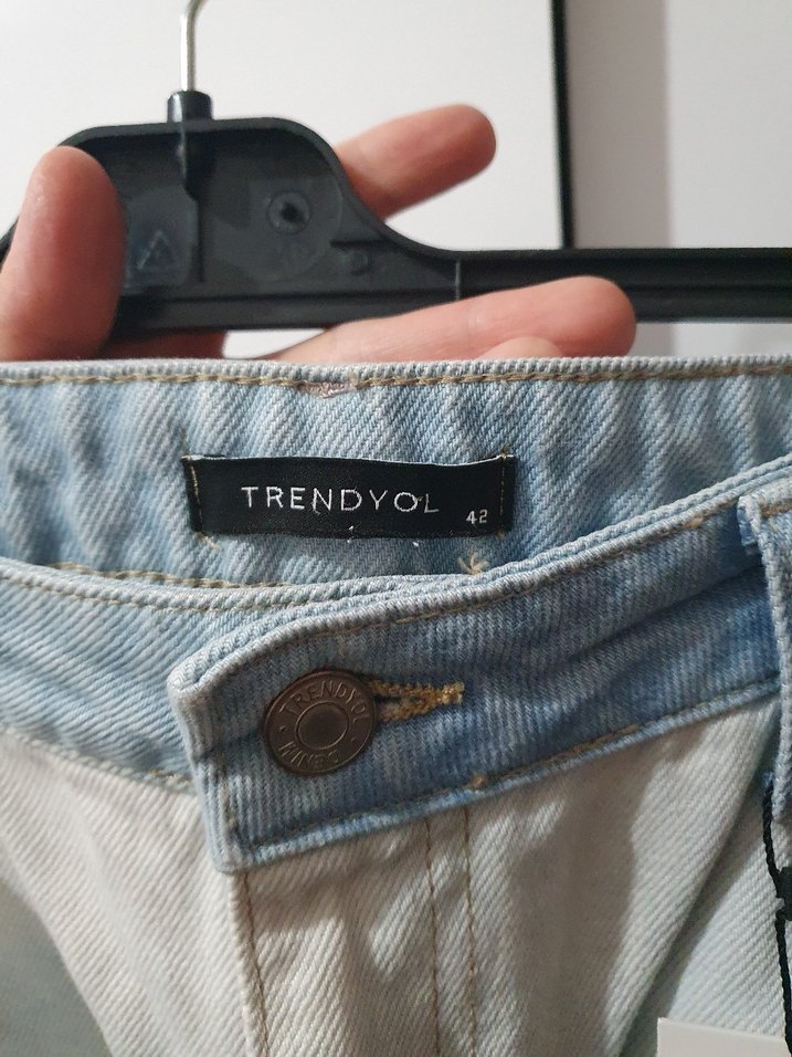 Kadın Mavi Pastel Batik Desenli Denim Pantolon - Görsel 4