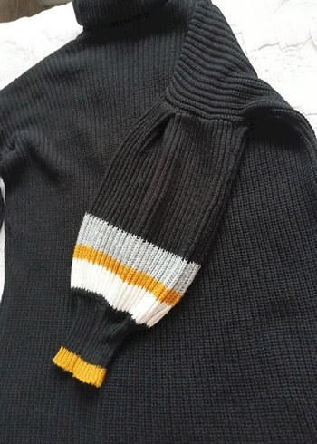 Boğazlı Siyah Kadın triko Kazak - Görsel 3