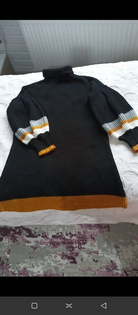 Boğazlı Siyah Kadın triko Kazak - Görsel 2