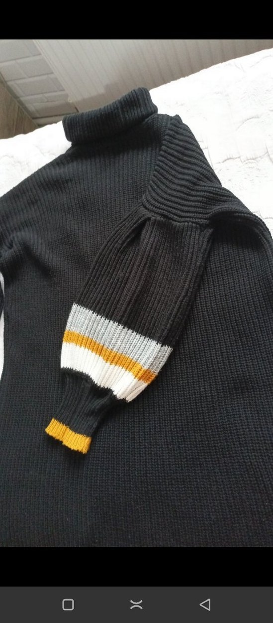 Boğazlı Siyah Kadın triko Kazak - Görsel 3