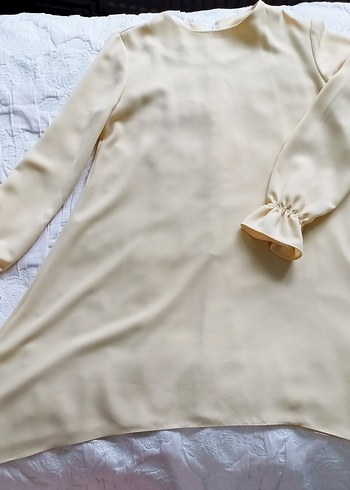 Bej Uzun Kollu Drapeli alt üst tunik takım - Görsel 3