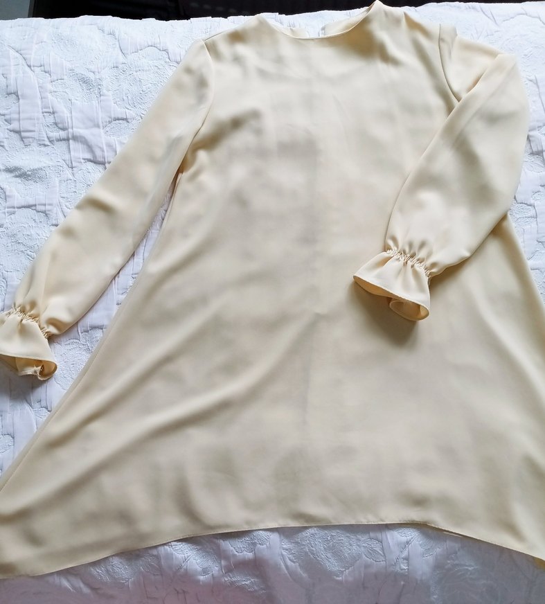 Bej Uzun Kollu Drapeli alt üst tunik takım - Görsel 3