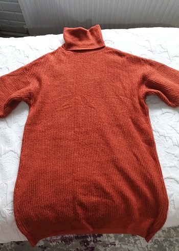 Kiremit rengi  Boğazlı Triko Kadın Kazak - Görsel 3