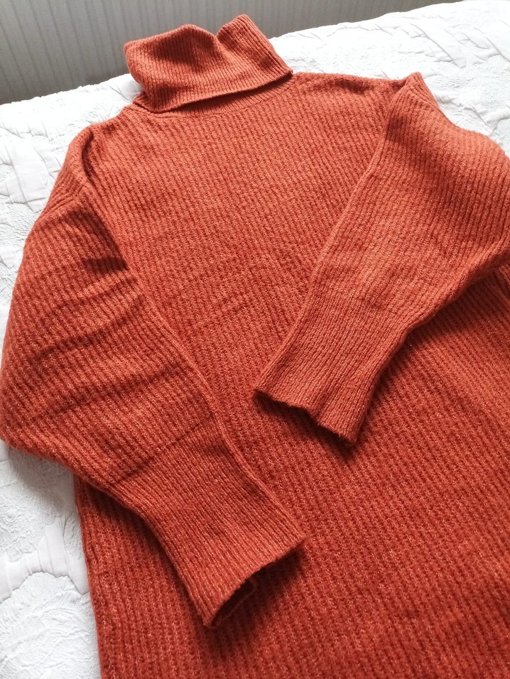 Kiremit rengi  Boğazlı Triko Kadın Kazak - Görsel 2