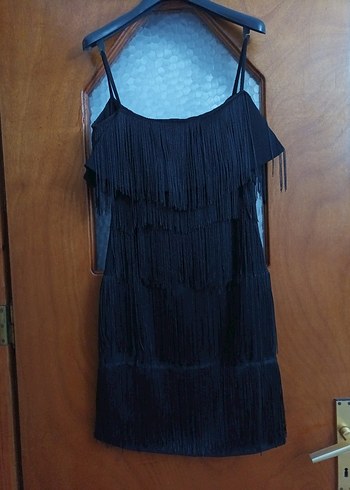 Omzu Açık Straplez Detaylı siyah Askılı Elbise - Görsel 5