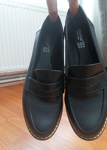 Siyah Deri Görünümlü Loafer  Rahat Taban - Görsel 8