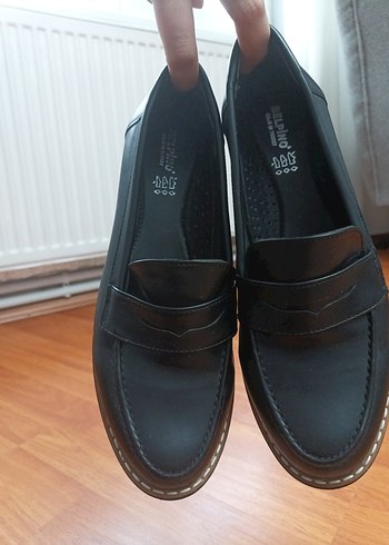 Siyah Deri Görünümlü Loafer  Rahat Taban - Görsel 7