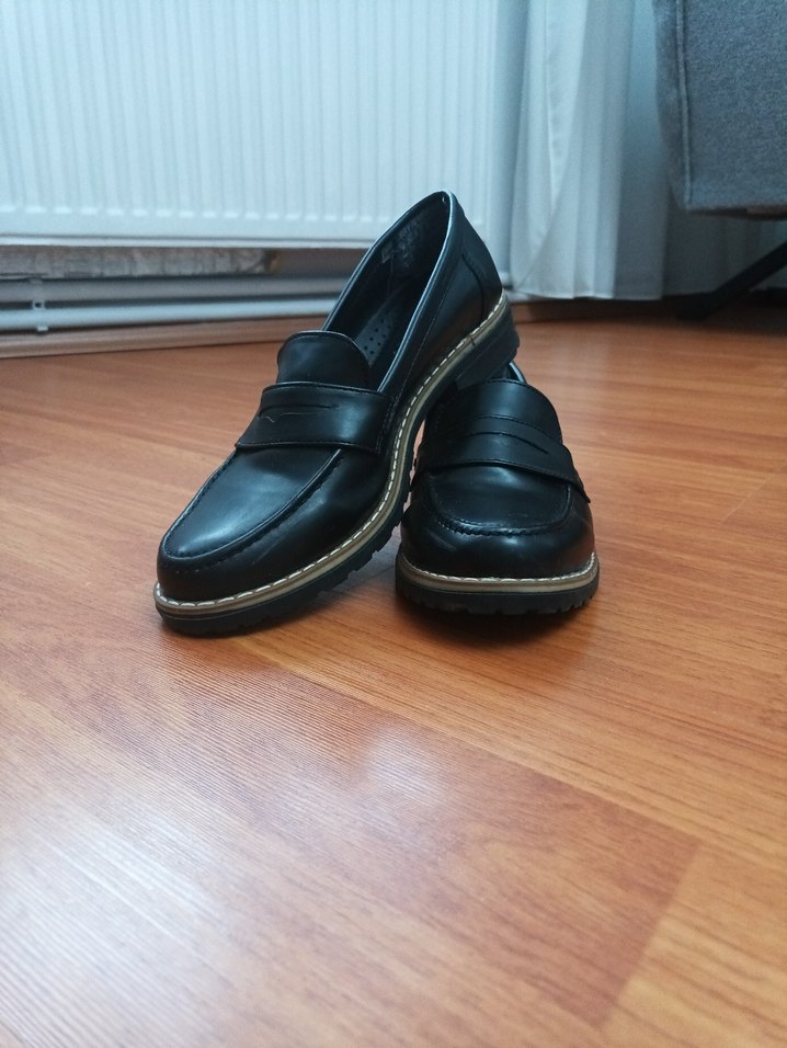 Siyah Deri Görünümlü Loafer  Rahat Taban - Görsel 2