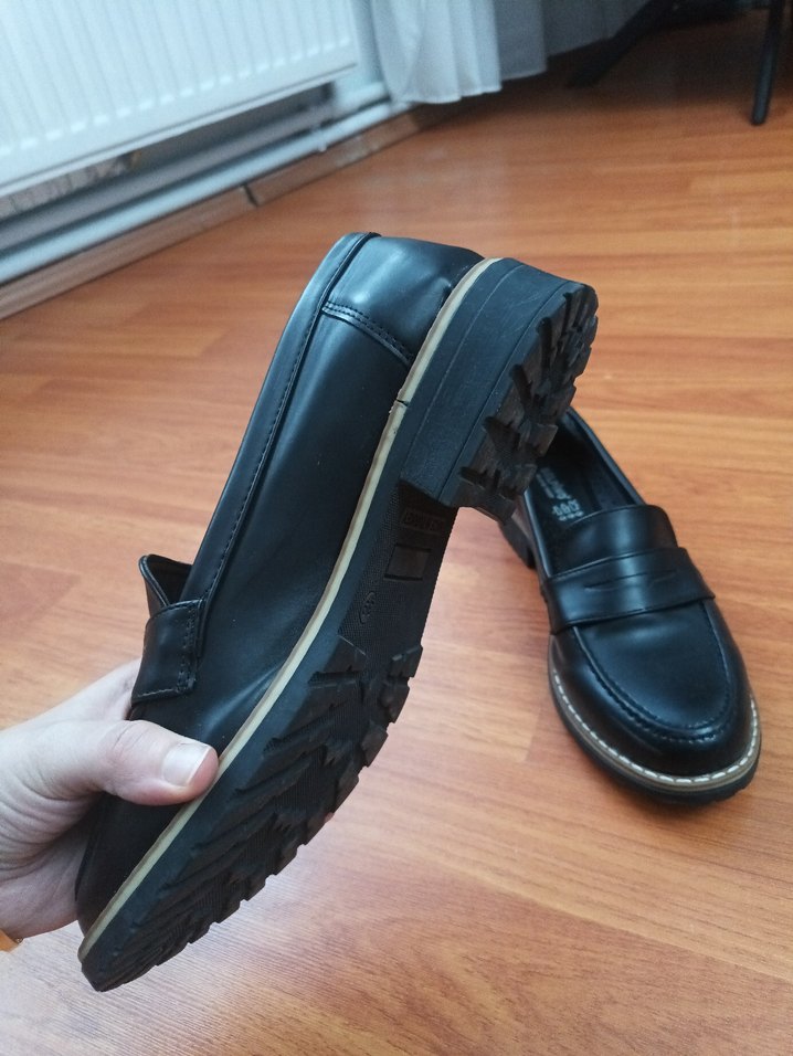 Siyah Deri Görünümlü Loafer  Rahat Taban - Görsel 5