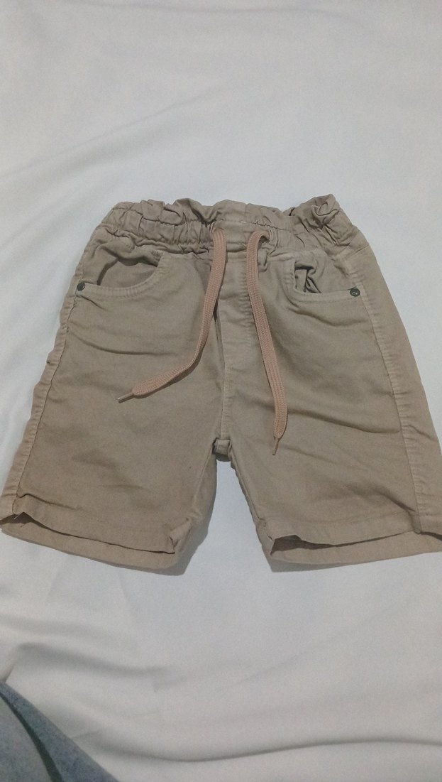 Erkek Bej Keten Bol Kesim Şort - Görsel 2