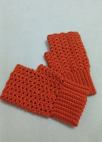 Turuncu Örgü Kadın Eldiven - Görsel 4