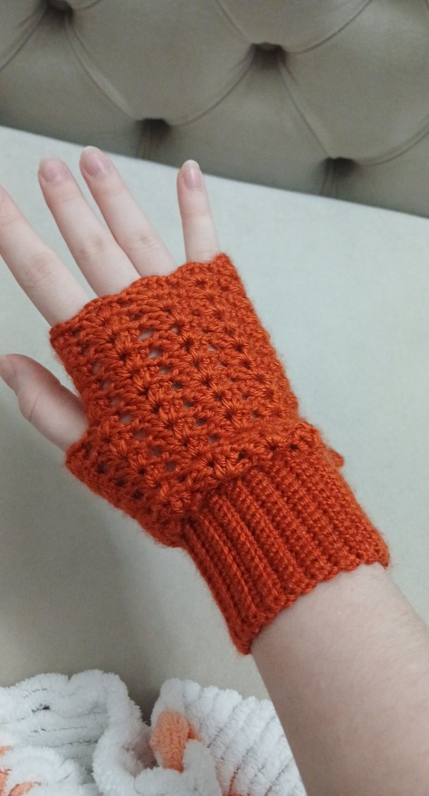 Turuncu Örgü Kadın Eldiven - Görsel 2