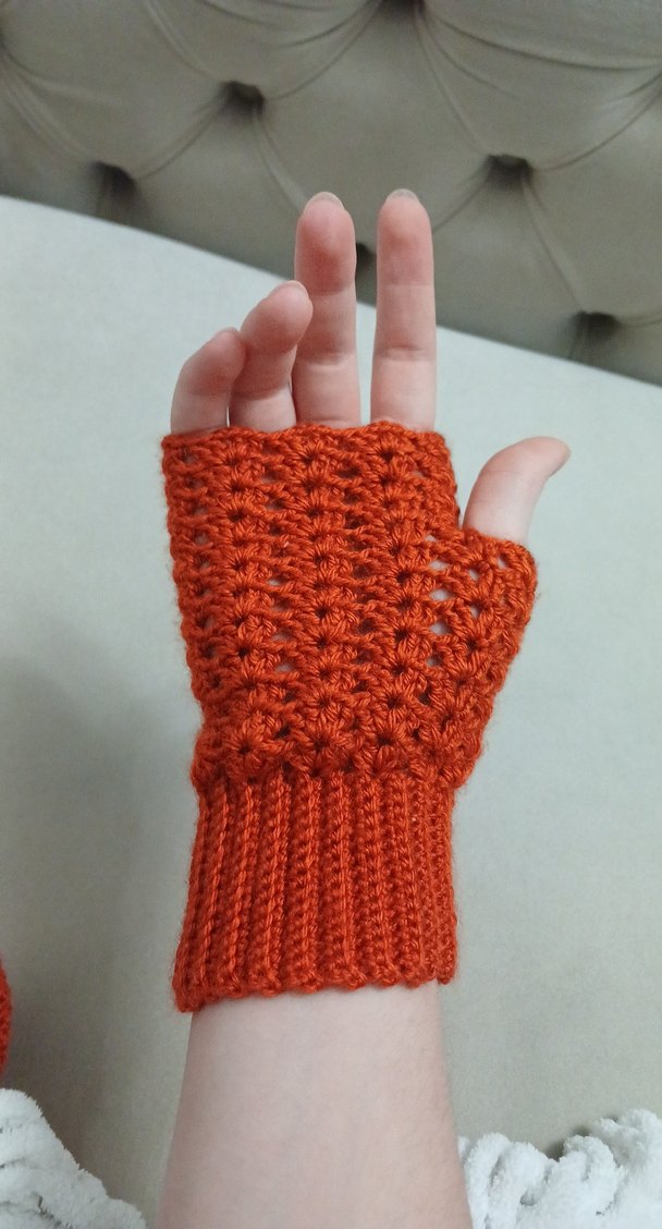 Turuncu Örgü Kadın Eldiven - Görsel 5
