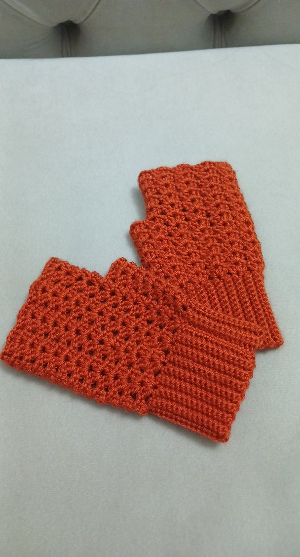 Turuncu Örgü Kadın Eldiven - Görsel 4