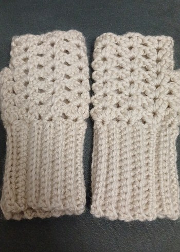 Beyaz Örgü Kadın Eldiveni - Görsel 4